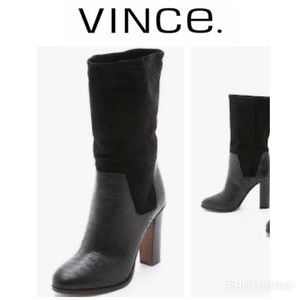Vince leather black Python heeled boots